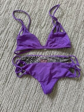 Acacia Swimwear Purple Strappy Triangle Bikini - Small
